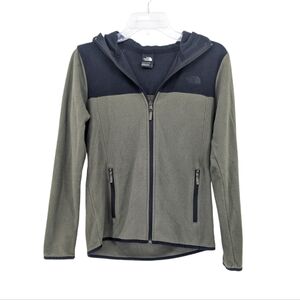 The North Face Green Black Two Tone Full Zip Hooded Fleece Jacket Size Small